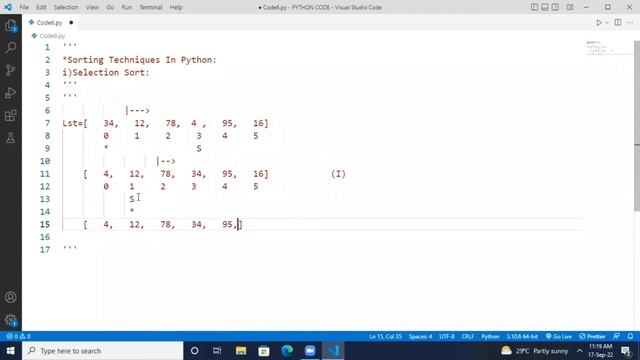 SELECTION SORT IN PYTHON | SORTING TECHNIQUES | DATA STRUCTURES | Python Tutorials For Beginners