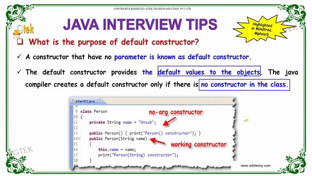 what is the purpose of default constructor in java | core java interview | wikitechy.com смотреть онлайн