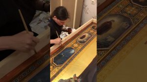 Делаю опушь к иконе Прп.Германа Аляскинского на Валааме #иконопись #художники #работа #Валаам