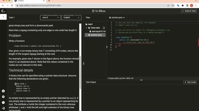 Tree Longest ZigZag (Codility Excercise #7) | Design & code(Java) coding interview question смотреть онлайн