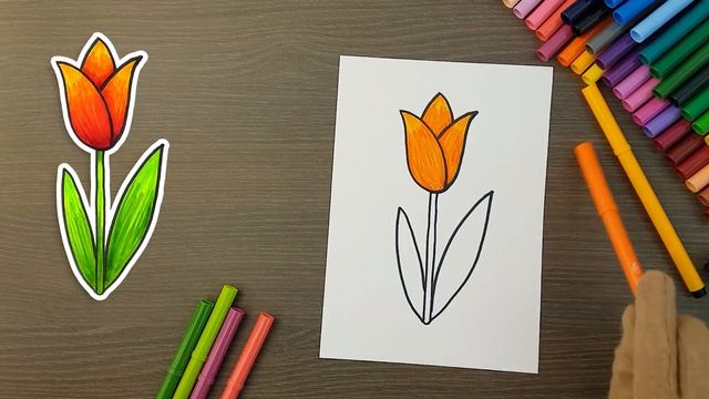 Хэй Хэй Школа ТЮЛЬПАН (Как быстро нарисовать простой красивый весенний праздничный тюльпан) смотреть онлайн