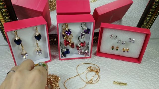 Обзор 18 aliexpress. XuPing. Серьги сердца, цепочки и браслет. смотреть онлайн