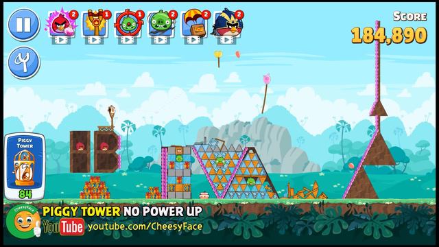 CheesyFace Walkthrough Level 84 Piggy Tower NO POWER UP Angry Birds Friends смотреть онлайн