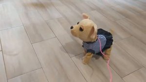 Музыкальная собачка на поводке с пультом ходит, лает, поет песенку - 5 видов расцветок