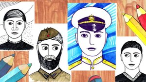 Рисуем мужской портрет. Обычный и в военной форме.