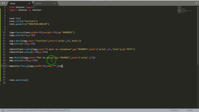 PYTHON & TKINTER Creation d'une interface de connexion et inscription #1 смотреть онлайн