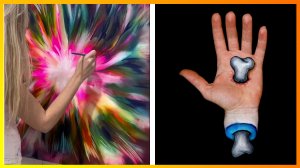 Ведро с краской + стена = ? / Получится ли рисунок, если вы размажете её по холсту?