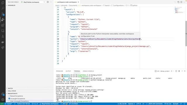 How To Debug A Django Application In VS CODE (Visual Studio Code)