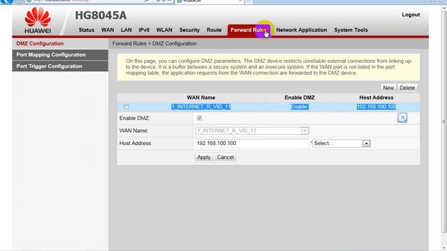 DMZ и Port Forward на Huawei GPON ONT смотреть онлайн