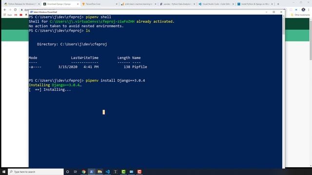 Install Python 3.8 on Windows 10 - 6 of 10 -  Install Django 3.0+