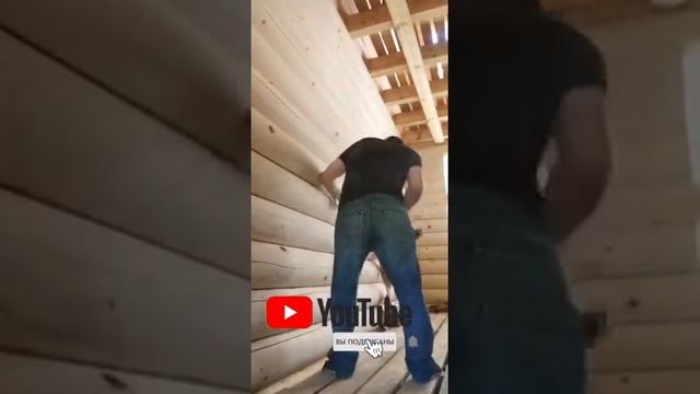 Конопатка стен / Утепление сруба / Конопатка джутом/Строительство