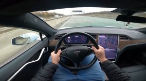 Highspeed on german Autobahn - Tesla Model S 100 D 426 HP