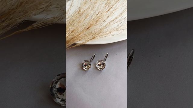 Серьги с блестящими кристаллами Swarovski / женская бижутерия / серебристые серeжки/ вечерние серьг