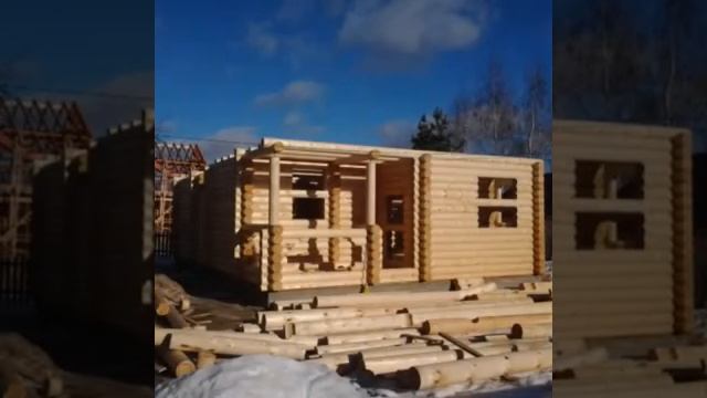 Дом из оцилиндрованного бревна. смотреть онлайн