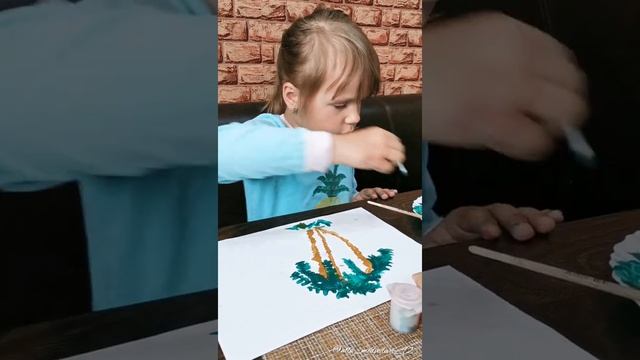 #лайфхаки для рисования с детьми "Пальма"