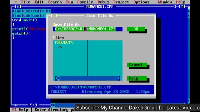 How to Save, Compile & Run C_Program in Turbo C++  || Create File Turbo C++ || (Hindi)