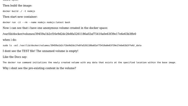Dockerfile VOLUME does not reflect the container content смотреть онлайн