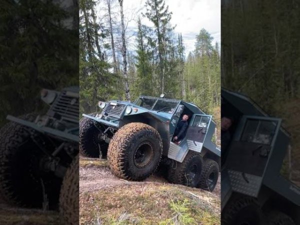 Преодоление крутого подъёма на холостых оборотах. #вездеходы #automobile #offroad