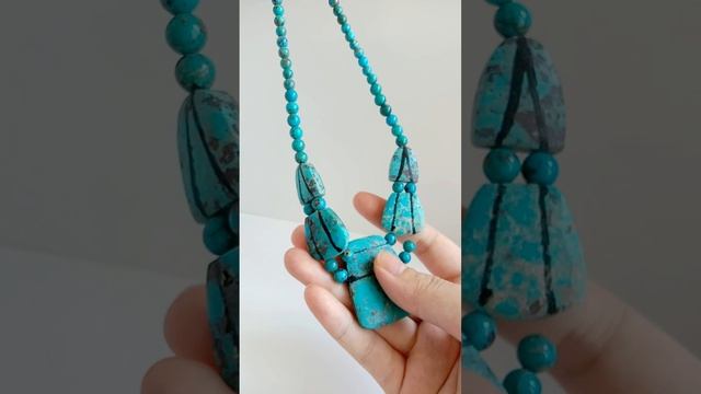 Natural turquoise necklace  Jewelry Natural Stone  Beads Choker 20231016-09-08