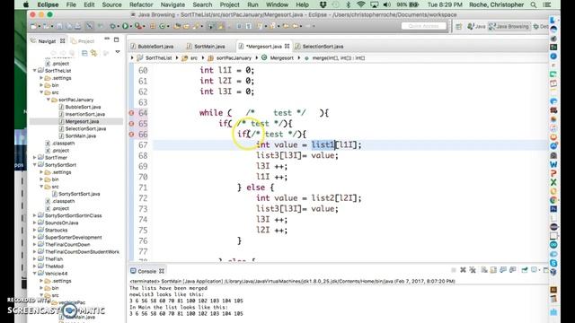 Java II Mergesort Merge Routine using two lists.. смотреть онлайн