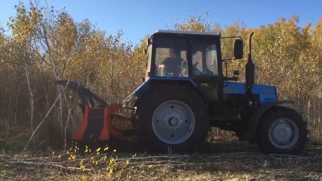 Мульчирование подлеска мульчером УМ-Форест на тракторе МТЗ смотреть онлайн