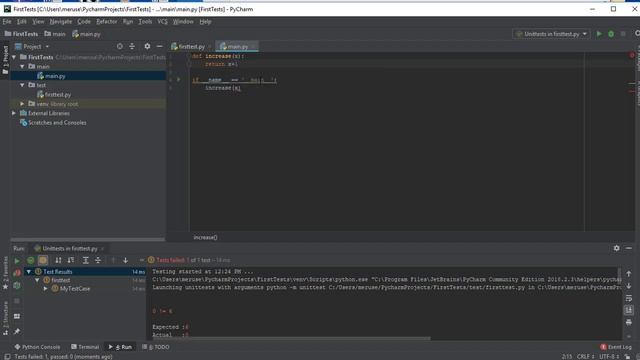 Python TDD in PyCharm