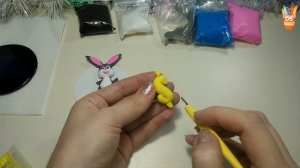 DIY Christmas Plasticine crafts magnet cute bunny. Делаем сувенир-магнит милый зайка  из пластилина