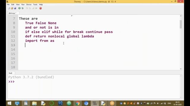 Keywords in Python | Reserved Words or Predefined Words in Python | Python tutorials for beginners