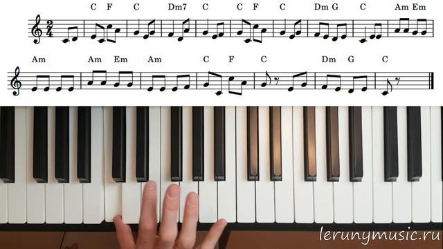 Почему медведь зимой спит. Видеоразбор правой рукой по белым клавишам. смотреть онлайн