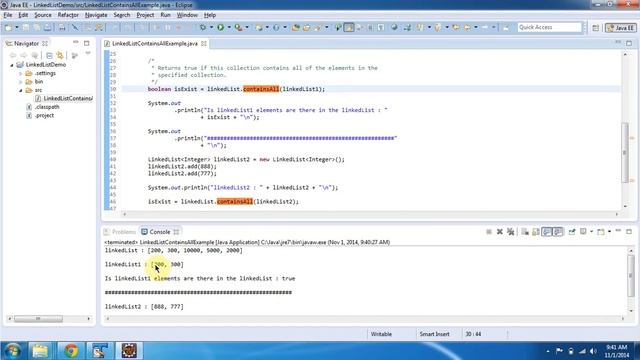 How to check Group of Objects Exist or not in the LinkedList? | Java Collection Framework смотреть онлайн