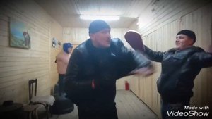 Славяно горицкая борьба.Тренировка.Отработка ударов на лапах в паре (со взаимодействием).