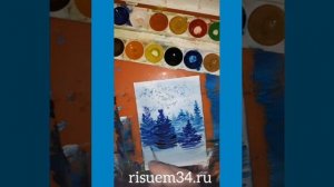 Как нарисовать "Зимний лес" (Акварель)