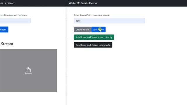 WebRTC Demo using Peer JS  | join room