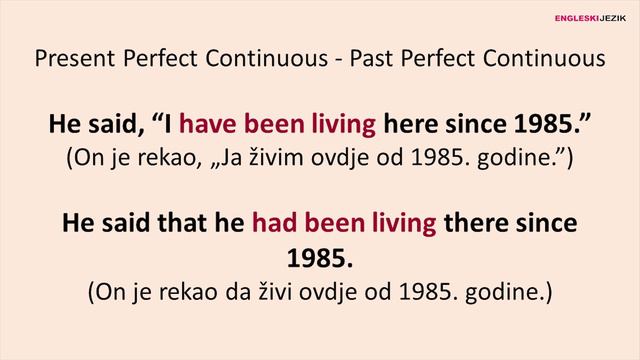 Direktni indirektni govor  Present Perfect Continuous- Past Perfect Continuous