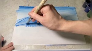 Рисуем горы быстро и просто. Всего два цвета. Рисование для детей и взрослых. Уроки рисования