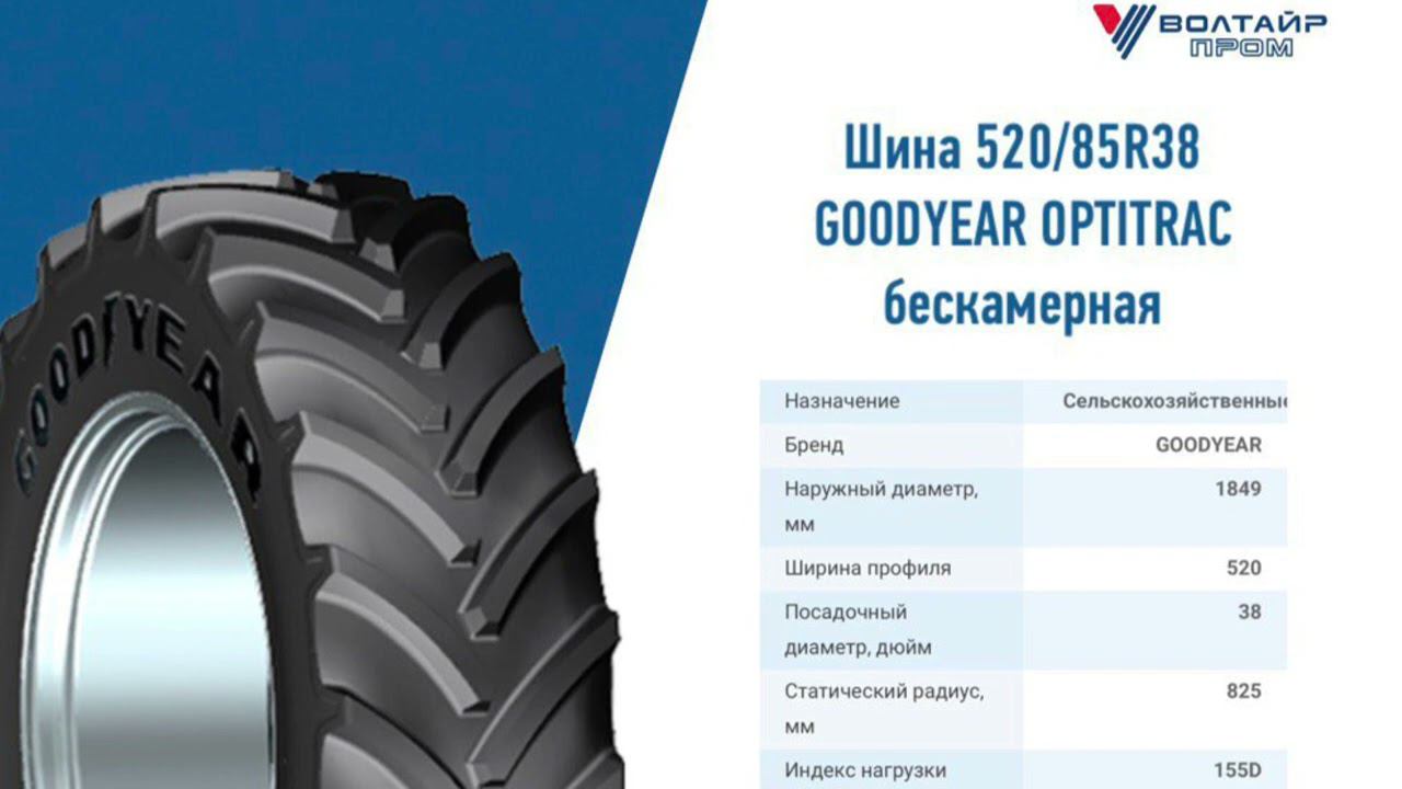 Шина 520/85R38 GOODYEAR OPTITRAC бескамерная смотреть онлайн