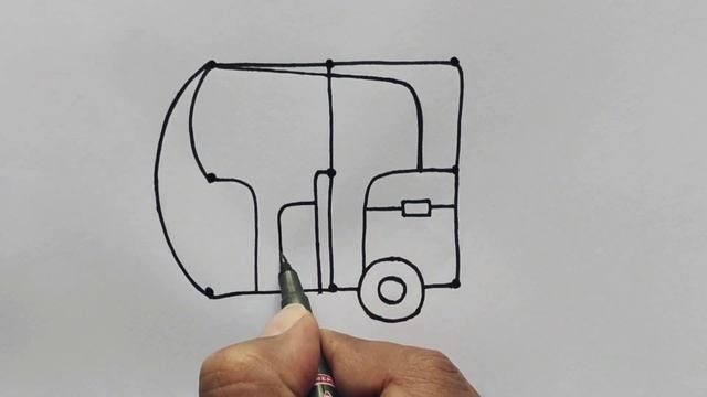 How to Draw Auto Rickshaw From 9 Dots | Dots Drawing Tutorial | ऑटो रिक्शा का चित्र बनाना सीखें смотреть онлайн
