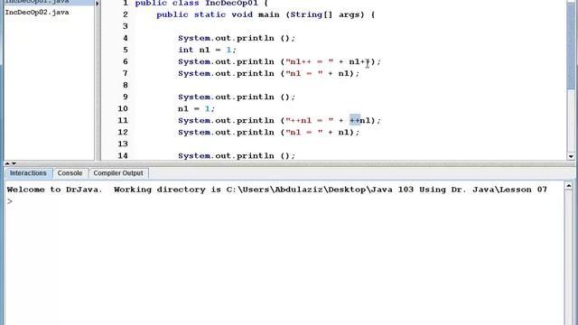 Java Level 1 Using Dr  Java Lesson 07   Compound Assignment, Inc, and Dec Operators