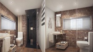 Ванная комната в стиле лофт. Интерьер ванной комнаты в стиле лофт.