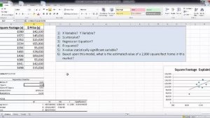 Simple Linear Regression Steps in Excel Video