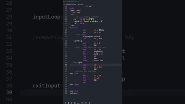 Assembly Language | Reversing a string