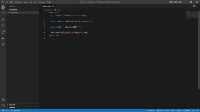 JavaScript Interview Questions - #8 | How to Split a sentence into an array? #javascript #typescrip