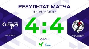 ЮФЛ-1. Мастер Сатурн - Акрон-Академия Коноплева. 21-й тур. Обзор
