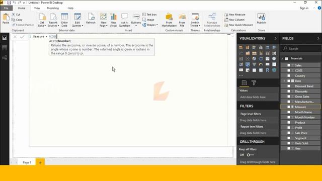 how use acos dax functions in power bi desktop || dax functions online training