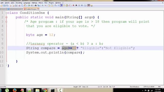 Java Programming Tutorial 7 - Using Ternary Operator in Java смотреть онлайн