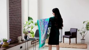 Платок шелковый (крепдешин, бахрома) "Восточные сладости", вид 9