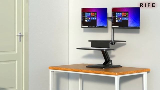 Dual Monitor Sit Stand Workstation Desk Converter | RDFDual | Rife Technologies смотреть онлайн