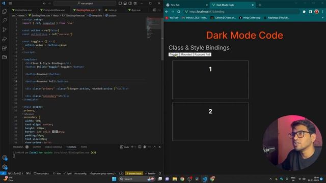Class & Style Binding in Vue 3 | #Vue3 #vue #JavaScript #Frontend #DarkModeCode