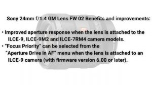 Sony Released Firmware Updates for A9 II Camera & 24mm, 135mm GM Lenses