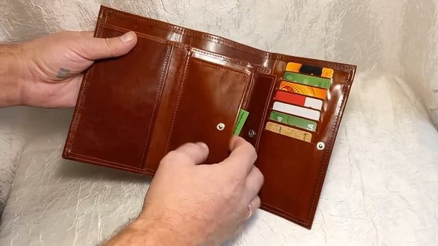 Портмоне мужское. Изделия из кожи. СКСтиль. Портмоне из кожи хромового дубления. Видео обзор.